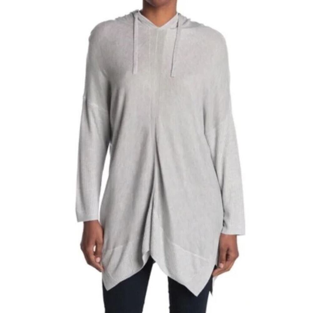 Stitchdrop Pullover SharkBite Hem Tunic Hoodie in Heather Grey Large‎ MSRP $92